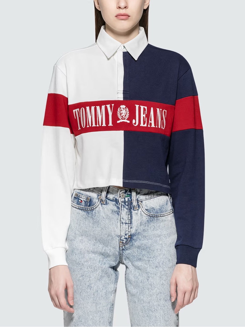 Vintage Tommy Jeans Colorblock Rugby Shirt Small 90s Spellout